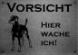 Preview: Edelstahl Warnschild Dobermann Pinscher VORSICHT Hier wache ich!